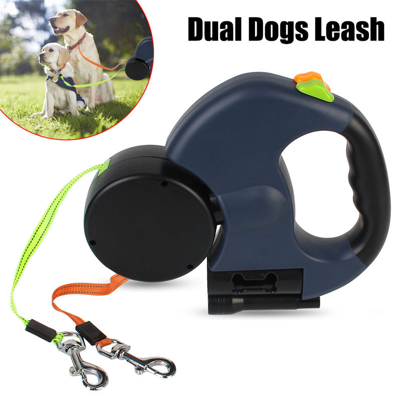 VelvetPaws™ DuoGlide™ 360° Retractable Dual Dog Leash with LED Light