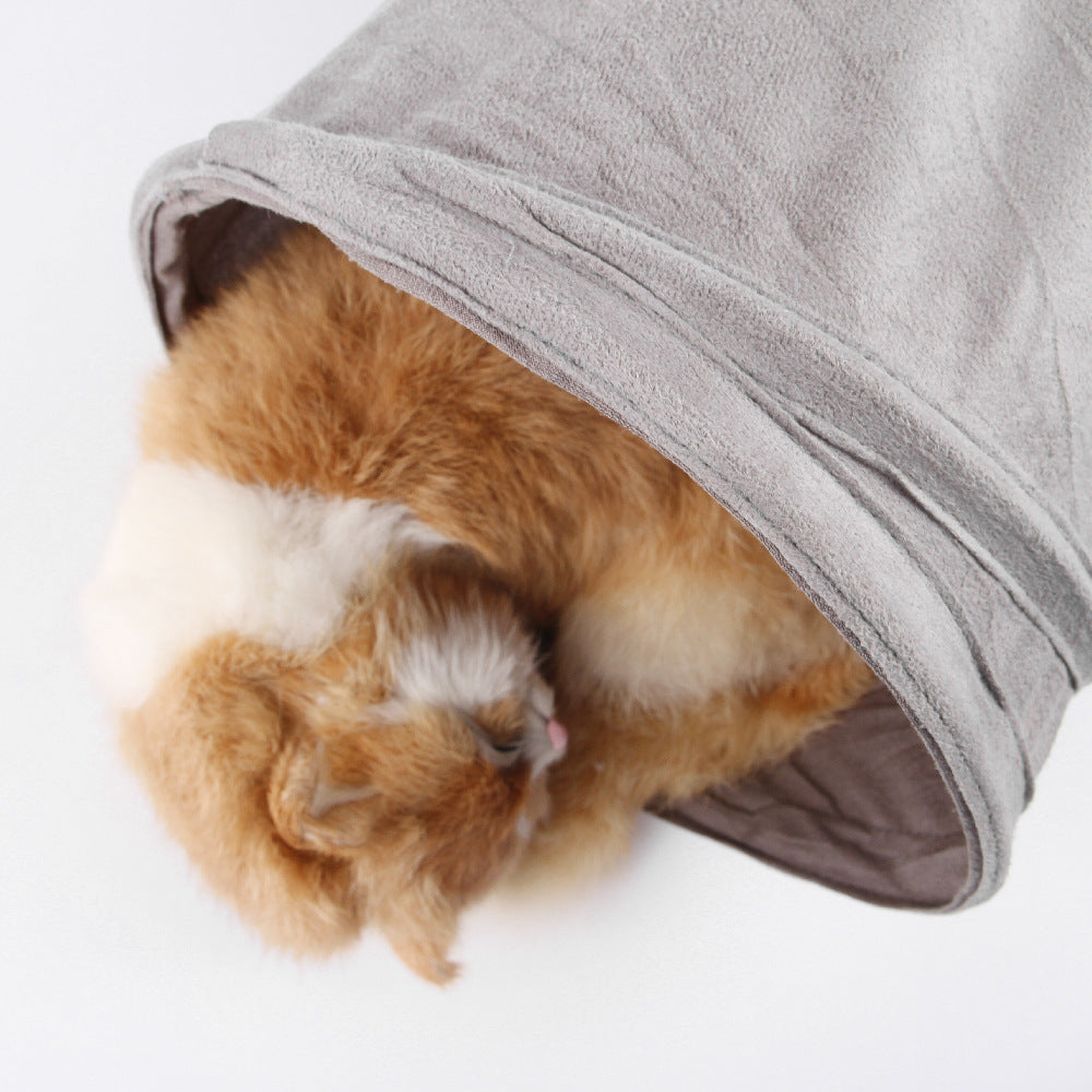 VelvetPaws™ Suede Foldable Cat Tunnel – Soft S-Tunnel Hideaway for Playful Cats