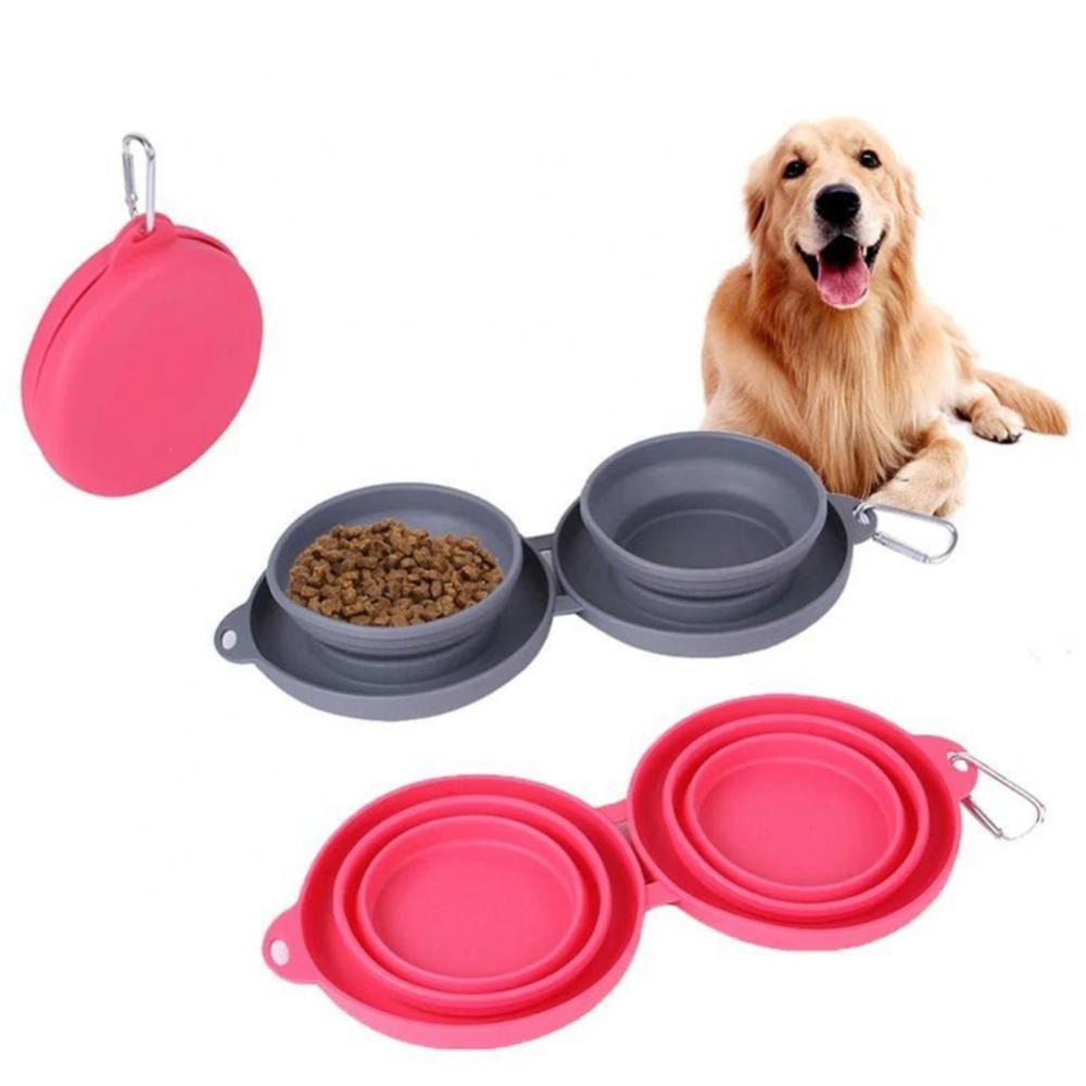 VelvetPaws™ FoldEase™ Double Collapsible Pet Bowl Set