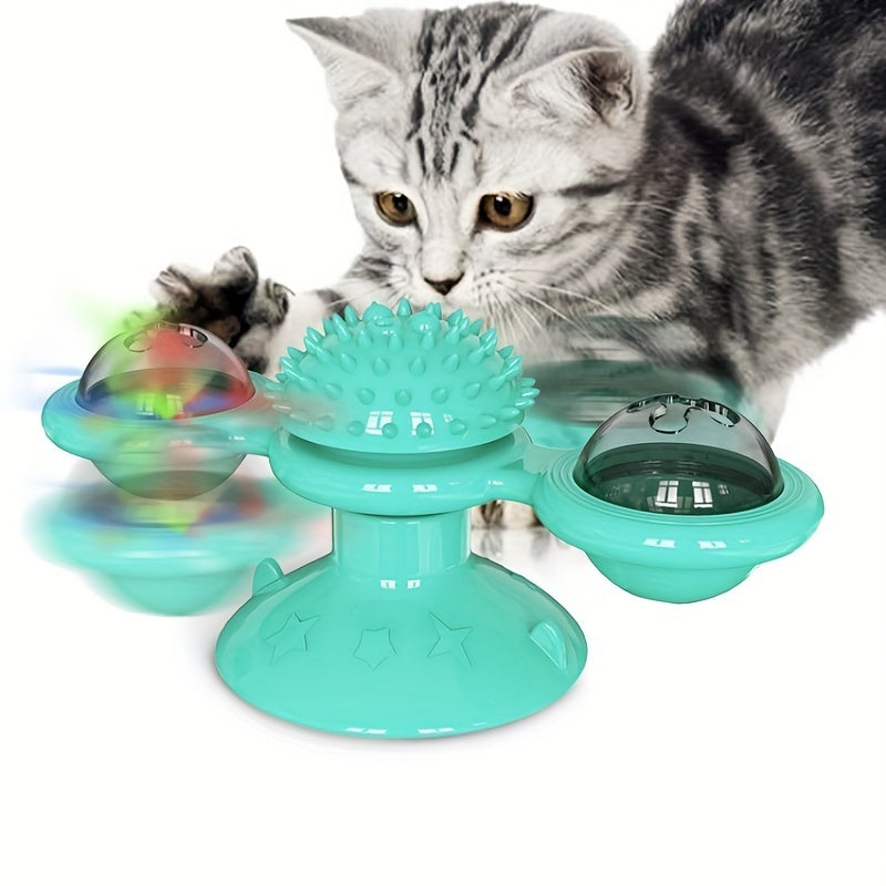 Windmill Cat Toy – Interactive Rotating Spinner with Catnip & amp