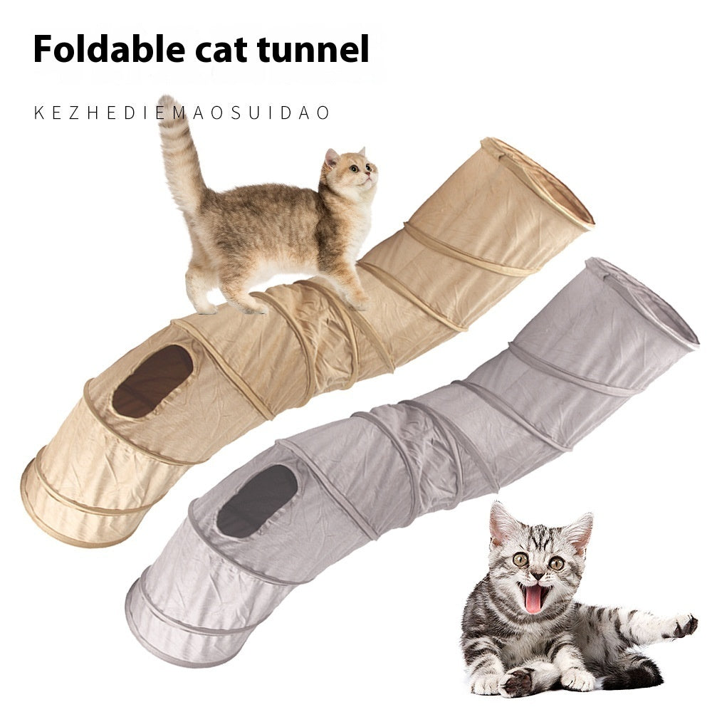VelvetPaws™ Suede Foldable Cat Tunnel – Soft S-Tunnel Hideaway for Playful Cats