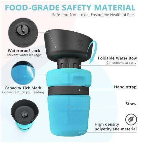 VelvetPaws™ TravelMate Foldable Pet Water Bottle – Leak-Proof Outdoor Companion