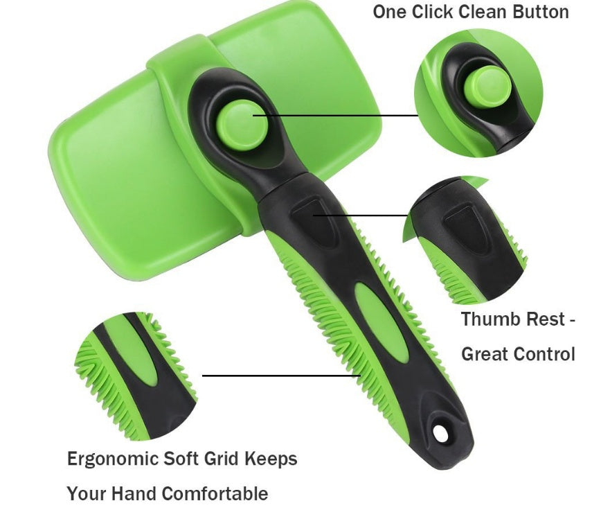 VelvetPaws™ GlideGroom™ Self-Cleaning Slicker Brush