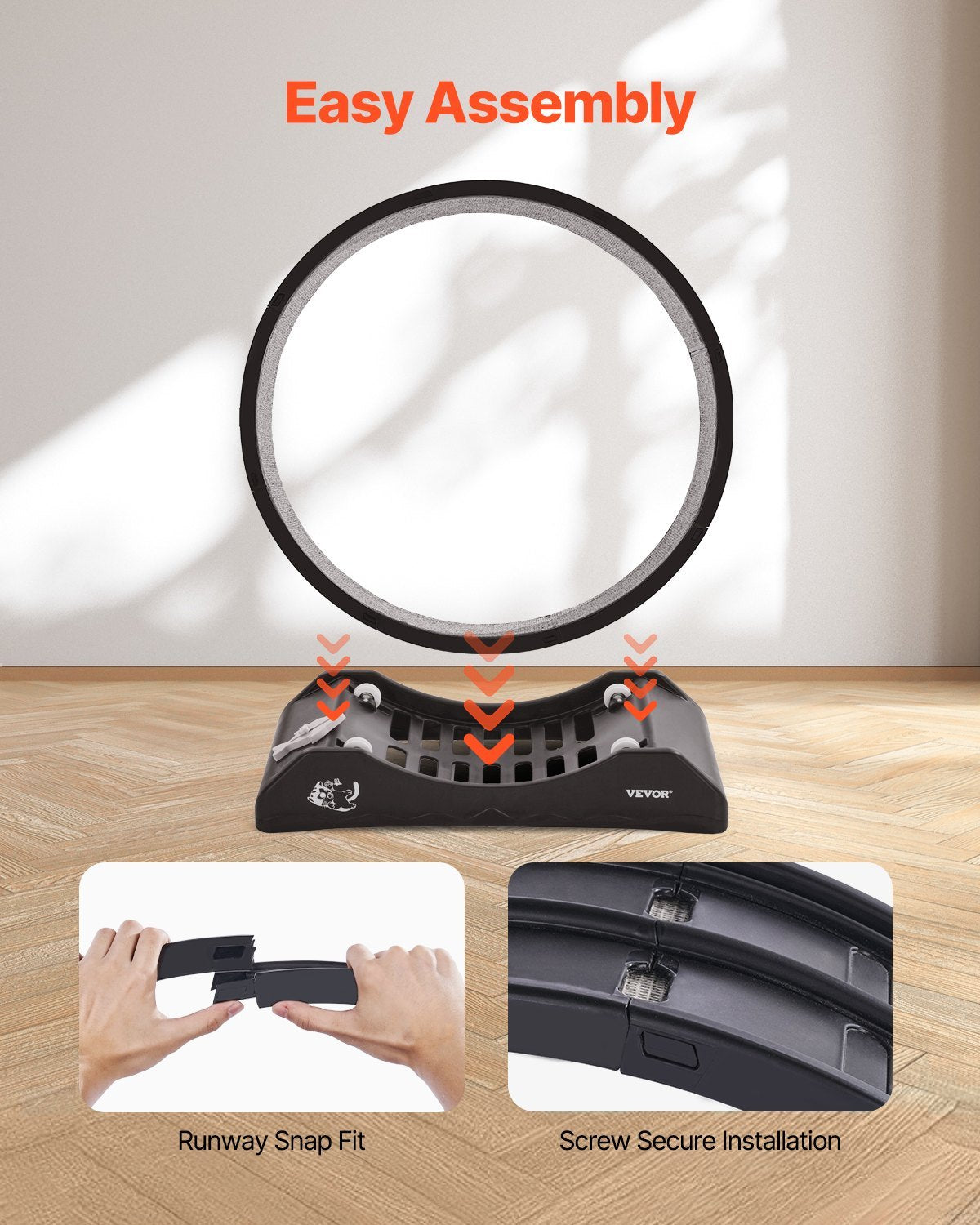 VelvetPaws™ Compact Indoor Cat Exercise Wheel – Quiet Running Treadmill for Small Cats (31.5") | Safe & Stable Fitness Wheel