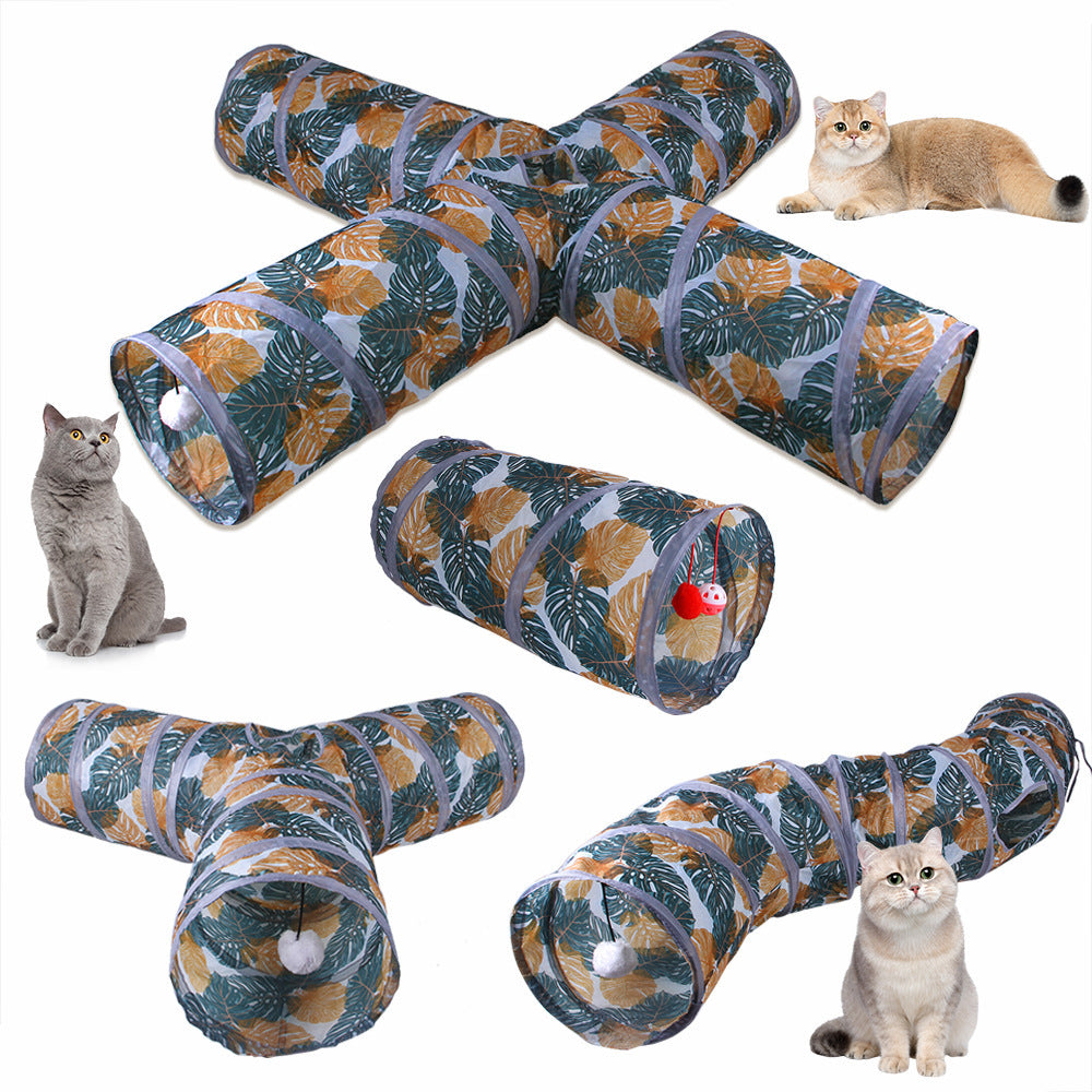 VelvetPaws™ Foldable Cat Tunnel Printing Toy