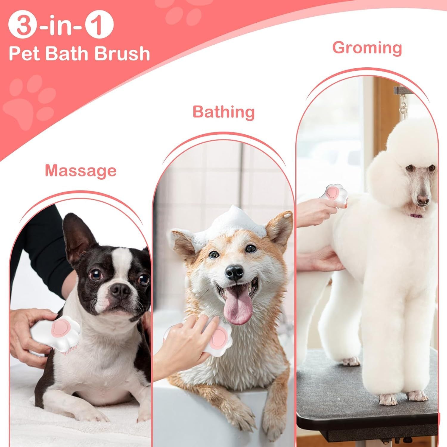 VelvetPaws™ PurePaw™ 3-in-1 Bath & Massage Brush