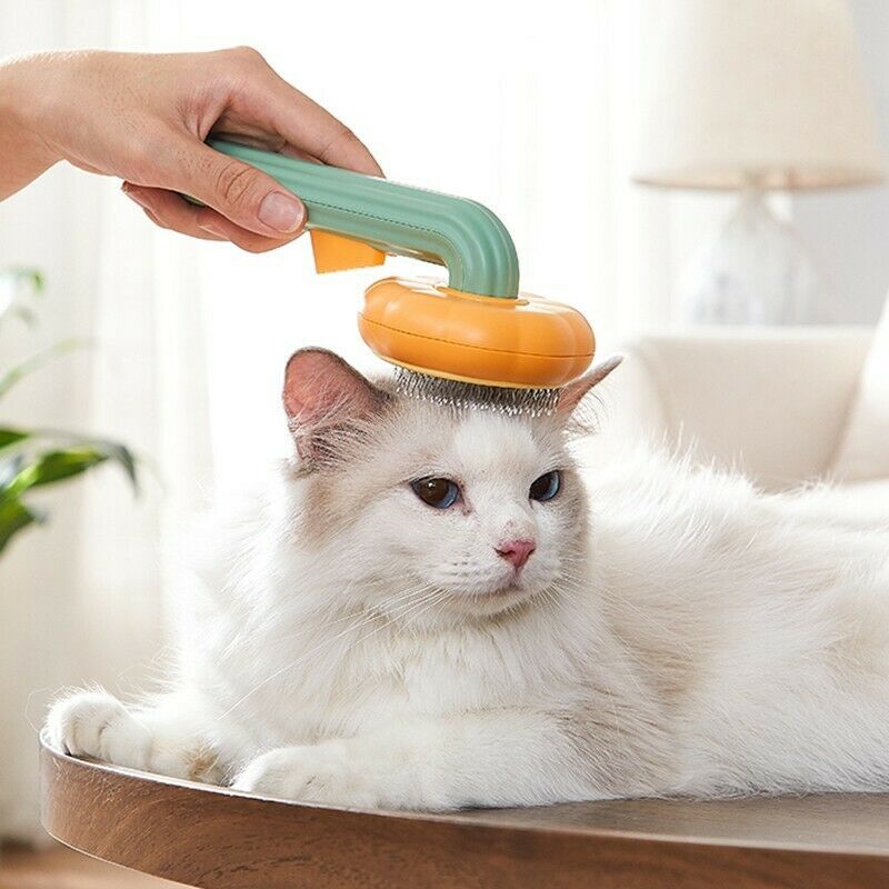 VelvetPaws™ Pumpkin Groom™ Self-Cleaning Slicker Brush