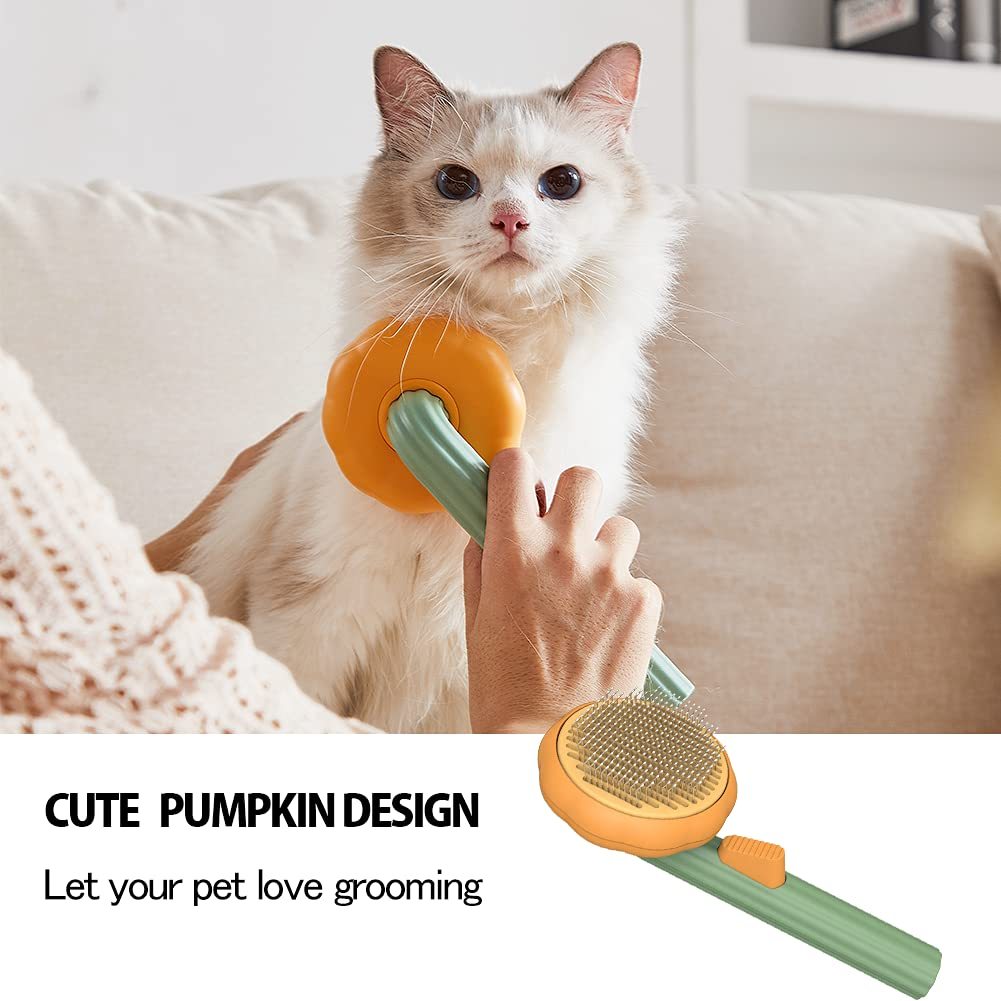 VelvetPaws™ Pumpkin Groom™ Self-Cleaning Slicker Brush