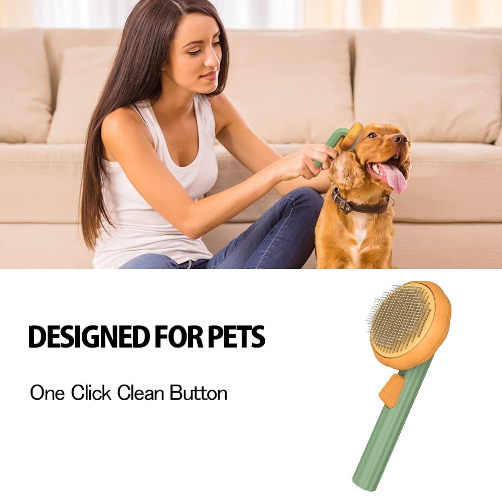 VelvetPaws™ Pumpkin Groom™ Self-Cleaning Slicker Brush