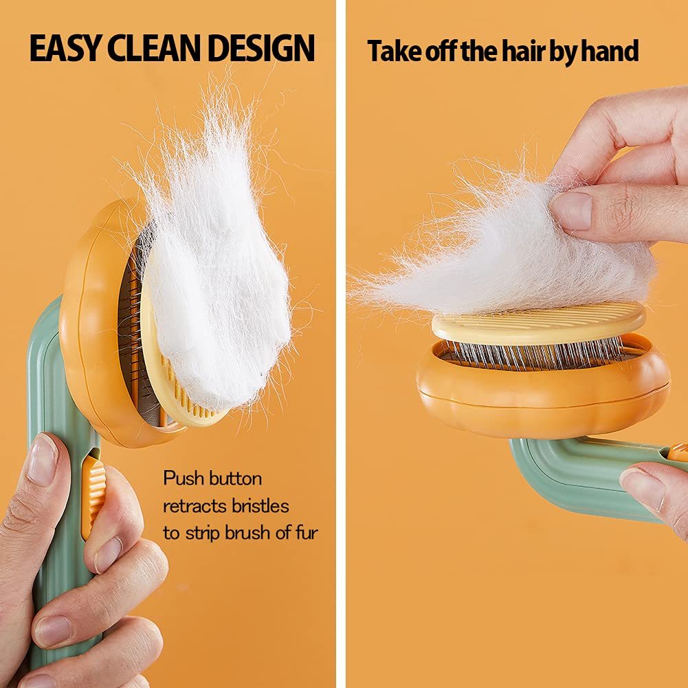 VelvetPaws™ Pumpkin Groom™ Self-Cleaning Slicker Brush
