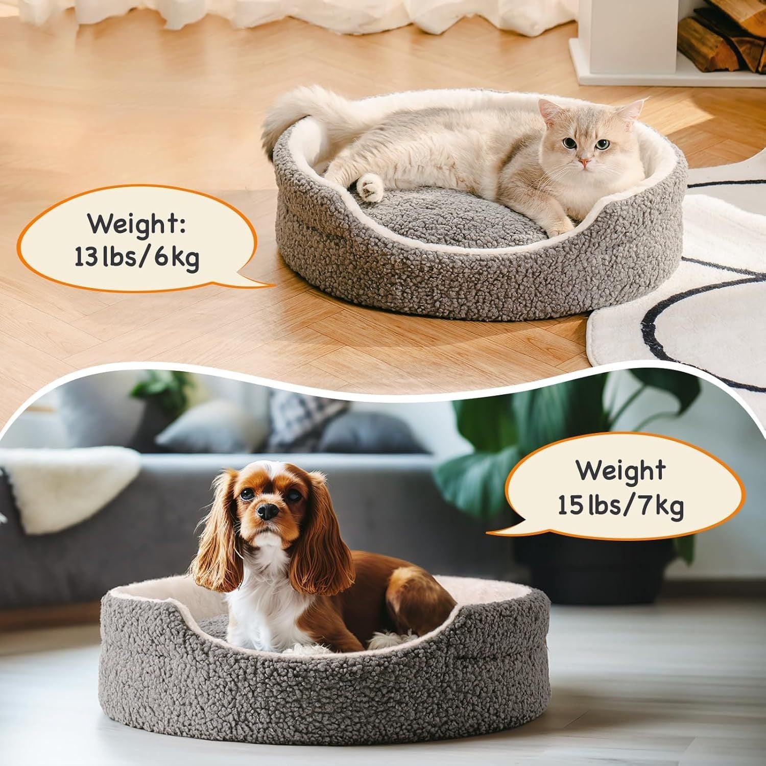 VelvetPaws™ Washable Plush Pet Bed – Orthopedic Round Bed for Small Dogs & Cats | Non-Slip, Soft, and Supportive
