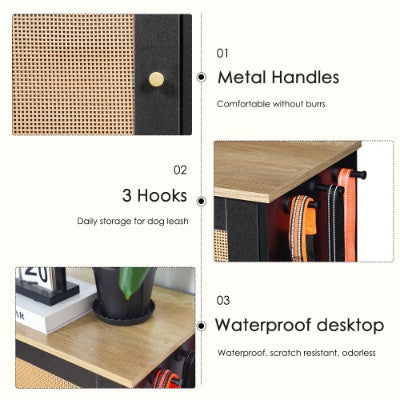 VelvetPaws™ Hidden Feeding Station – Black + Vintage | Dual Raised Bowls, Storage & Side Hooks