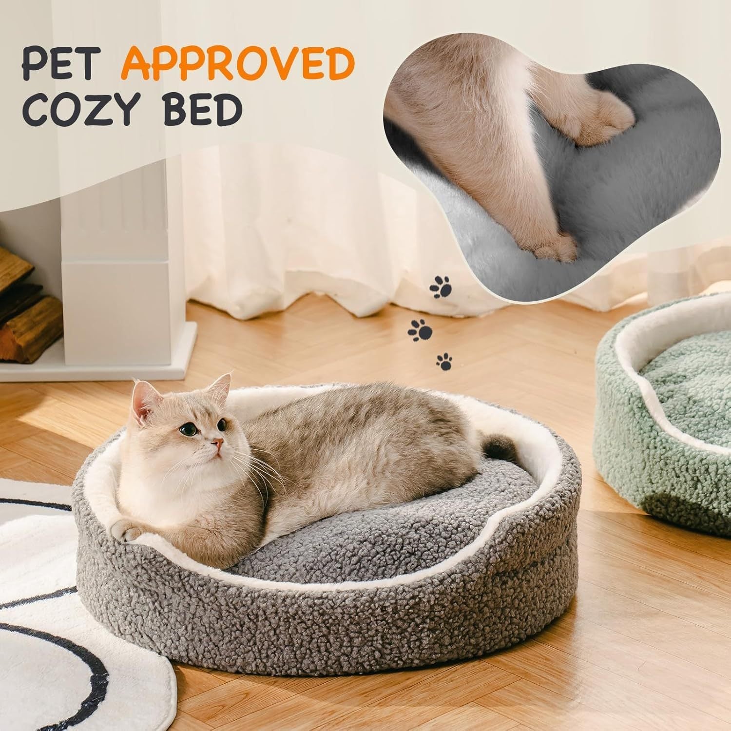 VelvetPaws™ Washable Plush Pet Bed – Orthopedic Round Bed for Small Dogs & Cats | Non-Slip, Soft, and Supportive