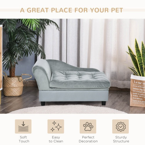 VelvetPaws™ Luxury Small Dog Sofa with Hidden Storage – Modern 3-Inch Foam Pet Couch (Gray)
