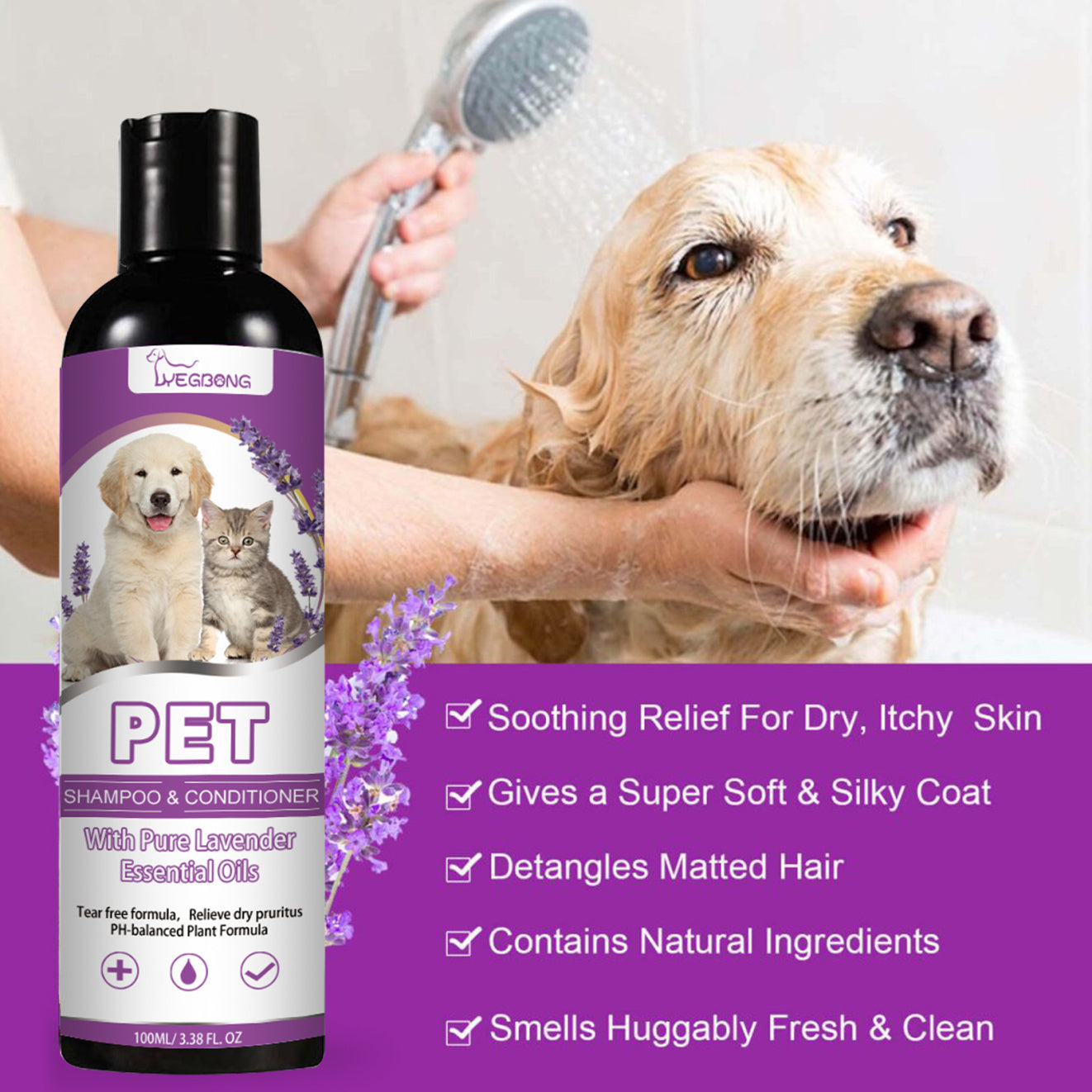 Yegbong™ Pet Shampoo – For Soft, Shiny & Itch-Free Fur