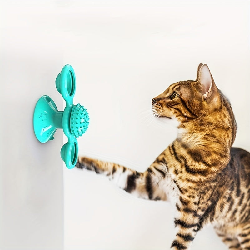 Windmill Cat Toy – Interactive Rotating Spinner with Catnip & amp