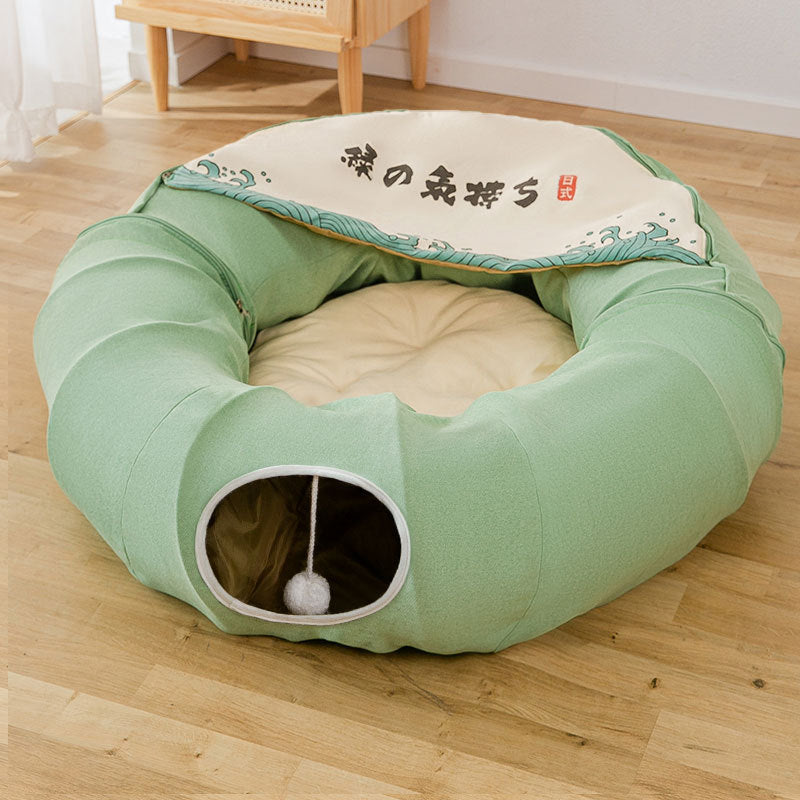 VelvetPaws™ Cat Tunnel Nest Bed – Removable & Washable Foldable Cat Tunnel Toy