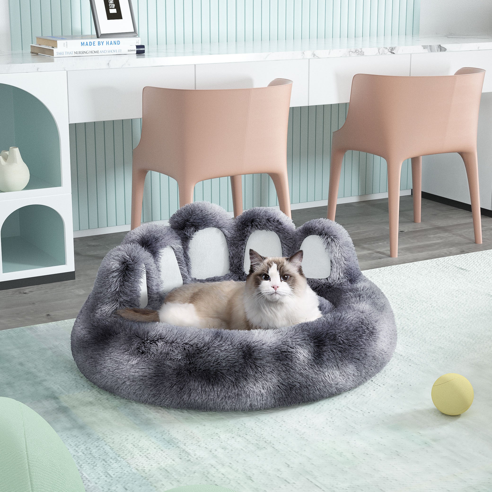 VelvetPaws™ Bear Paw Plush Bed – Cozy Decorative Pet Nest