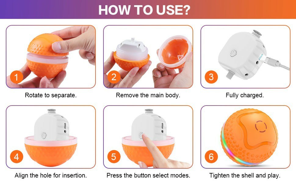 ChaseBuddy™ – Smart LED Dog Ball, USB Rechargeable Interactive Rolling Toy