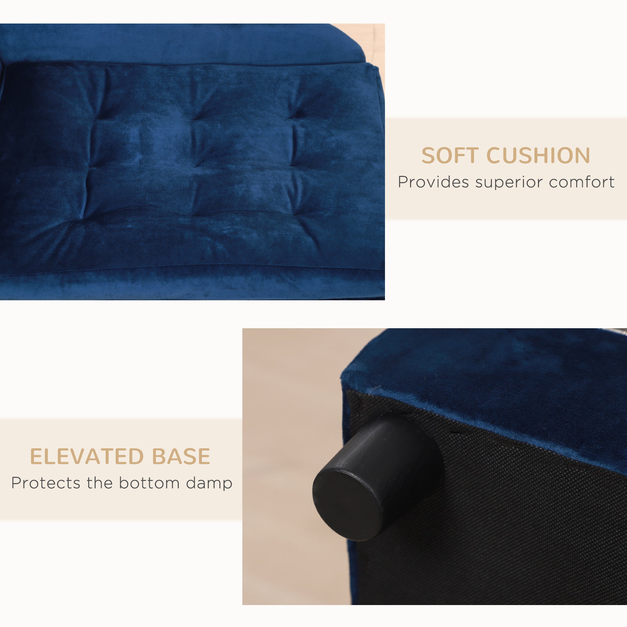 VelvetPaws™ Luxury Small Dog Sofa with Hidden Storage – Modern 3-Inch Foam Pet Couch (Blue)
