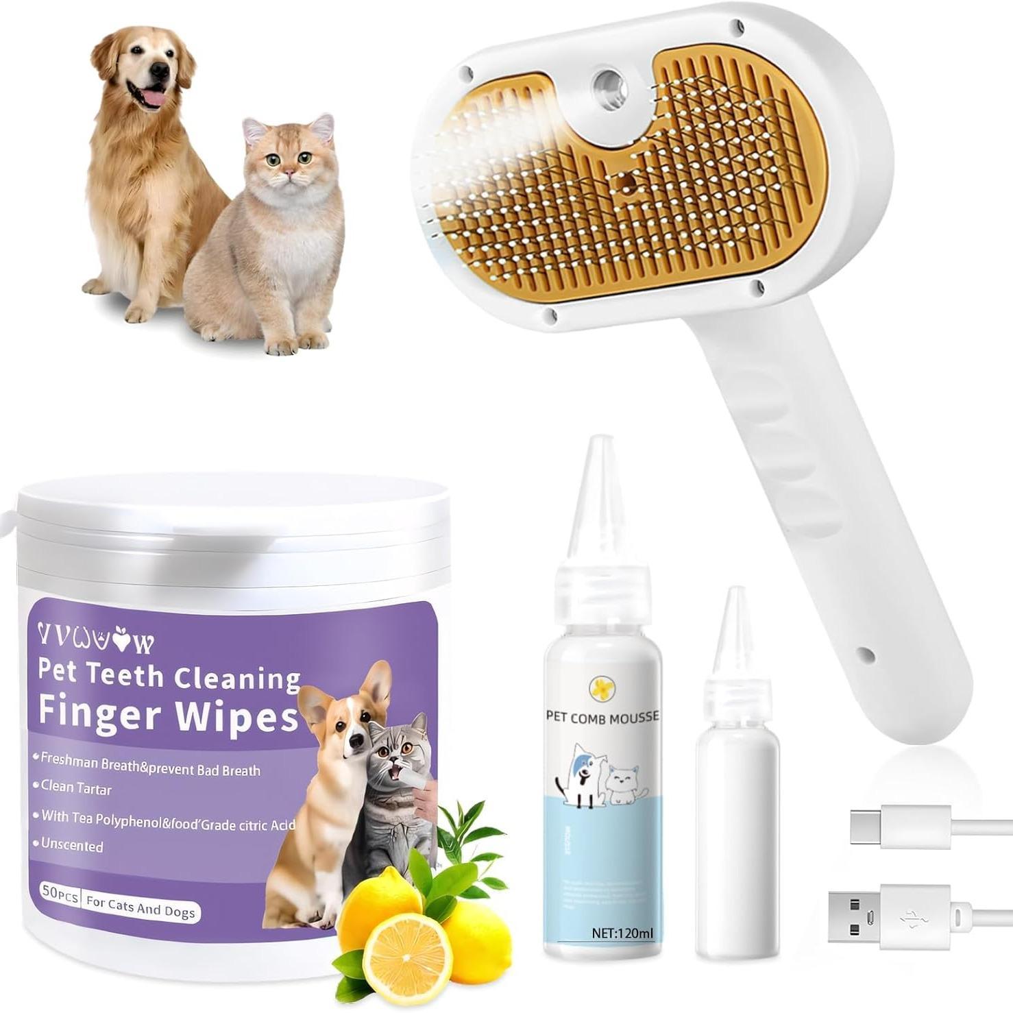 VelvetPaws™ SteamGroom 3-in-1 Pet Steam Brush