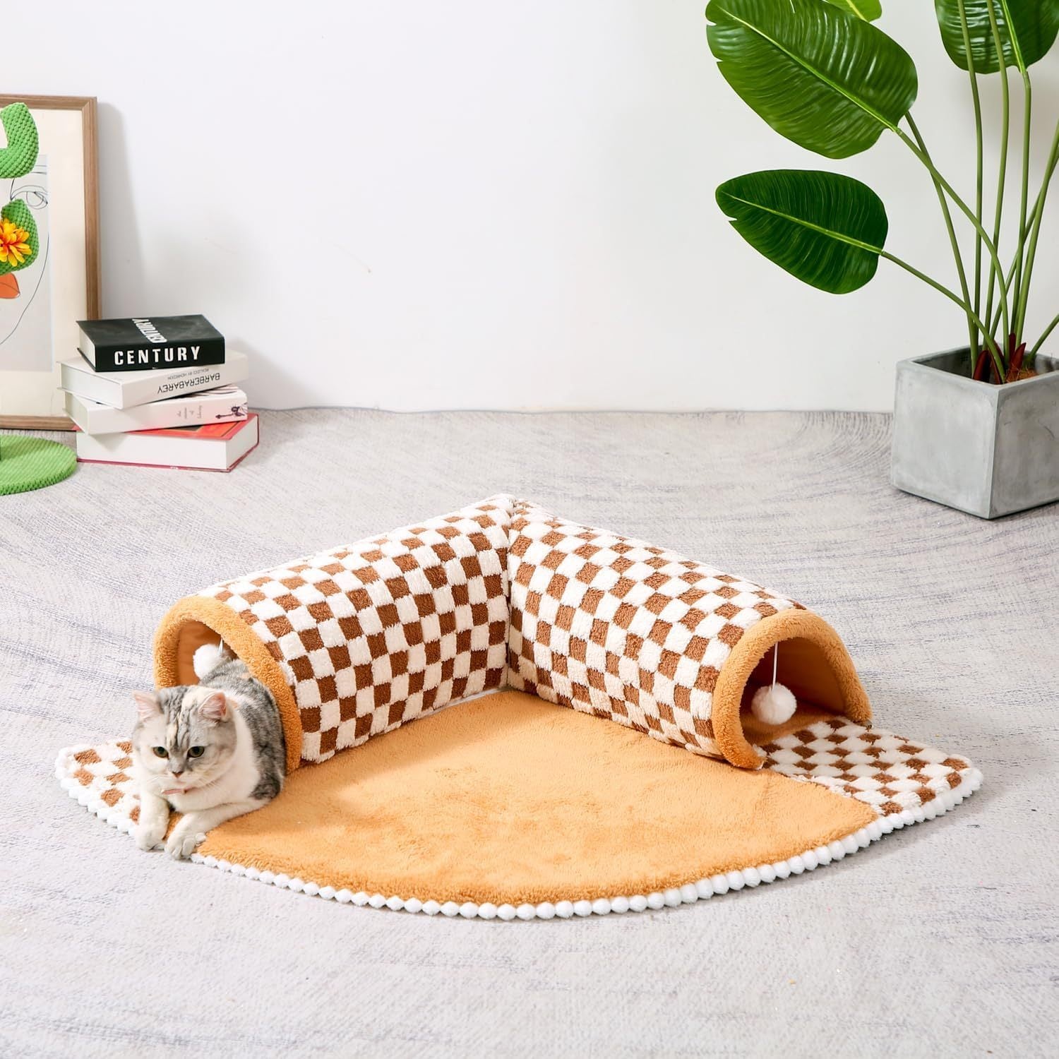 VelvetPaws™ 2-in-1 Plush Tunnel Bed – Cozy Play & Sleep Haven for Cats and Small Dogs