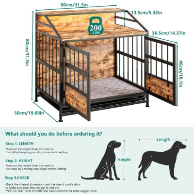 VelvetPaws™ Multi-Function Wooden Dog Crate Furniture with Storage, Double Doors & LED Lighting
