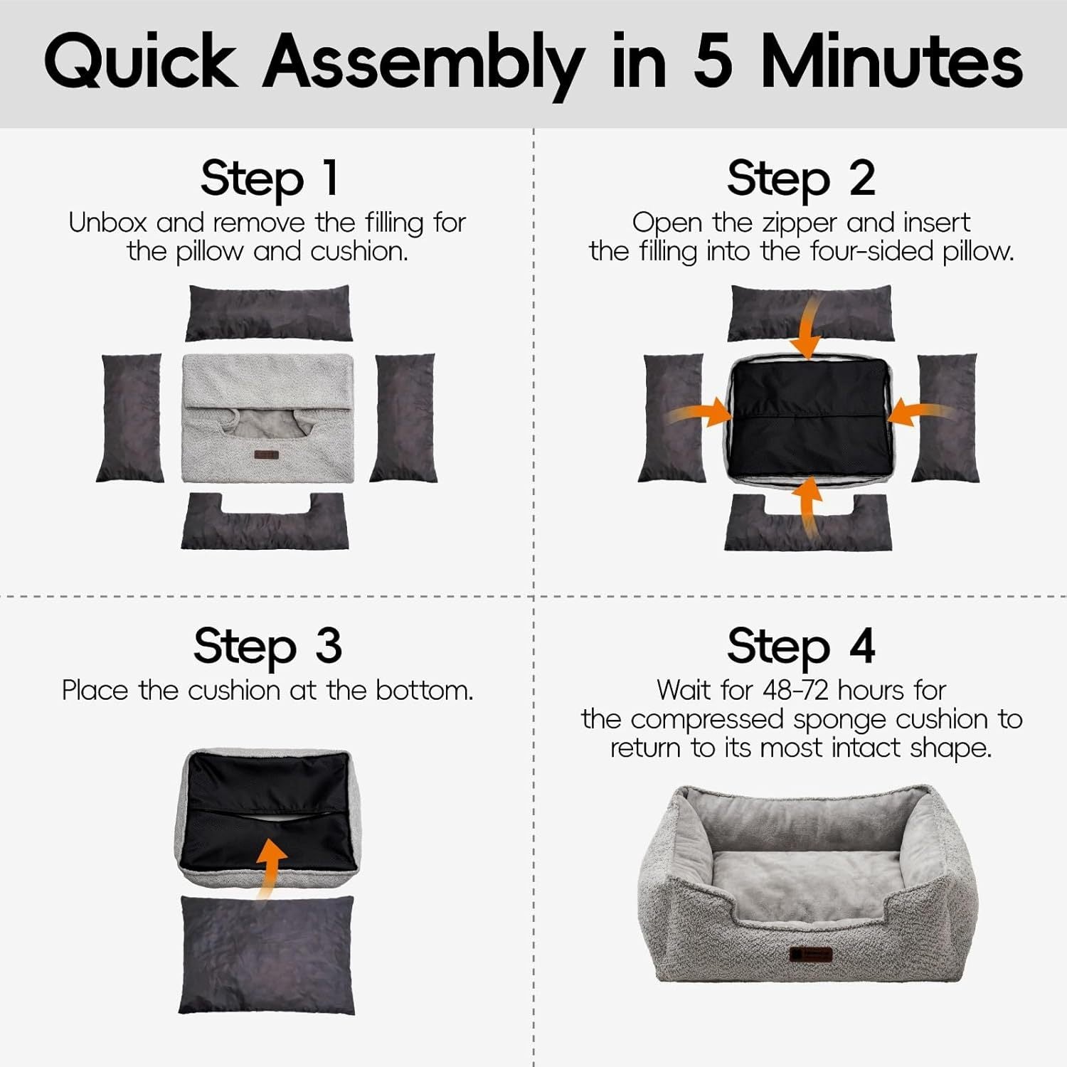 VelvetPaws™ Medium Orthopedic Dog Bed – Washable Rectangle Bed with Warming & Calming Comfort | Waterproof & Anti-Slip Design