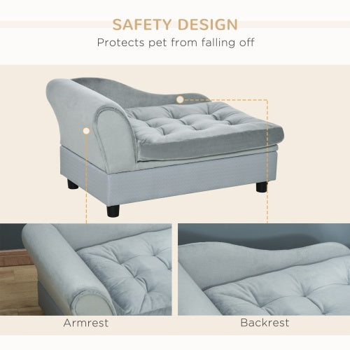 VelvetPaws™ Luxury Small Dog Sofa with Hidden Storage – Modern 3-Inch Foam Pet Couch (Gray)