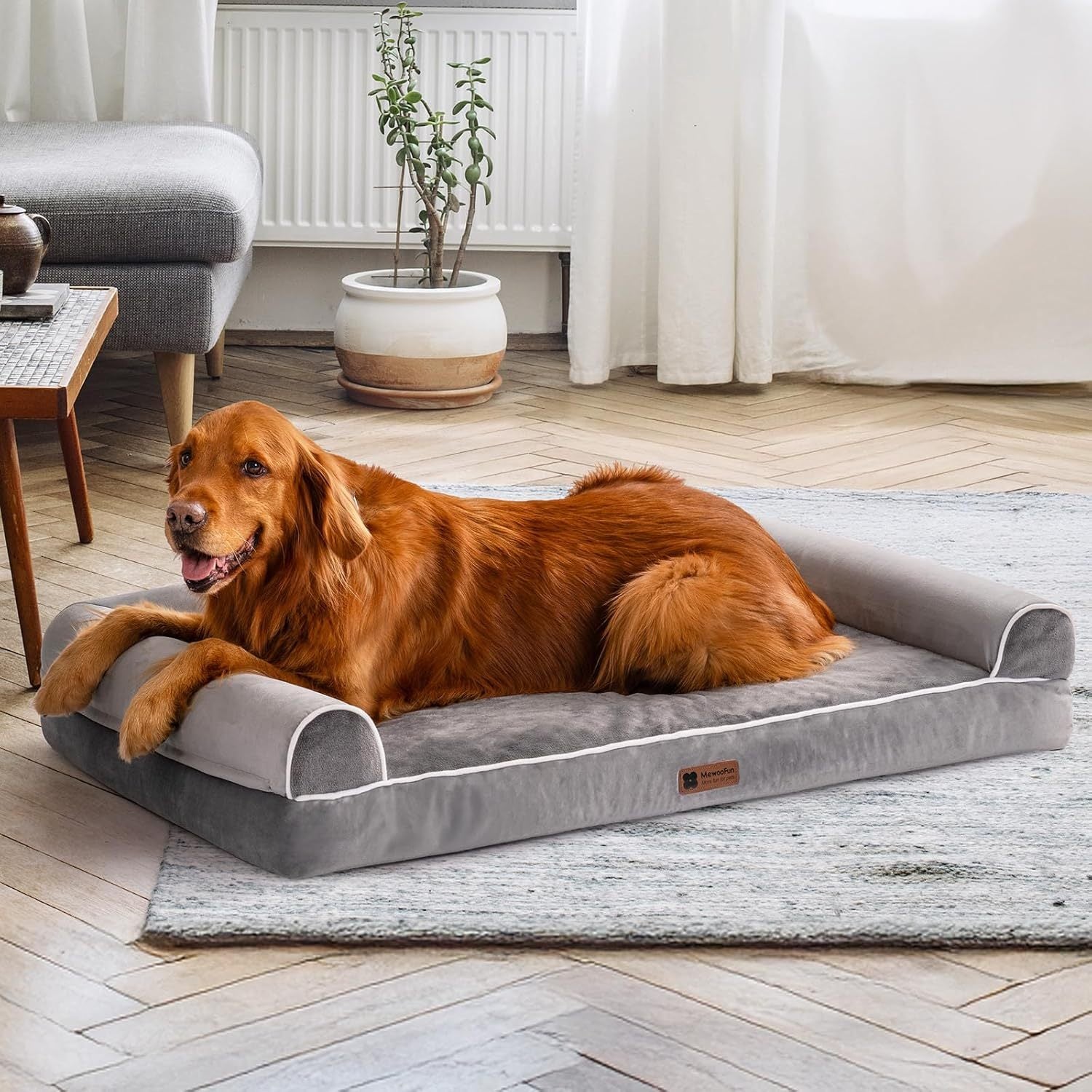 VelvetPaws™ Orthopedic Dog Bed – XL Egg Crate Foam Mattress with Bolsters & Washable Waterproof Cover