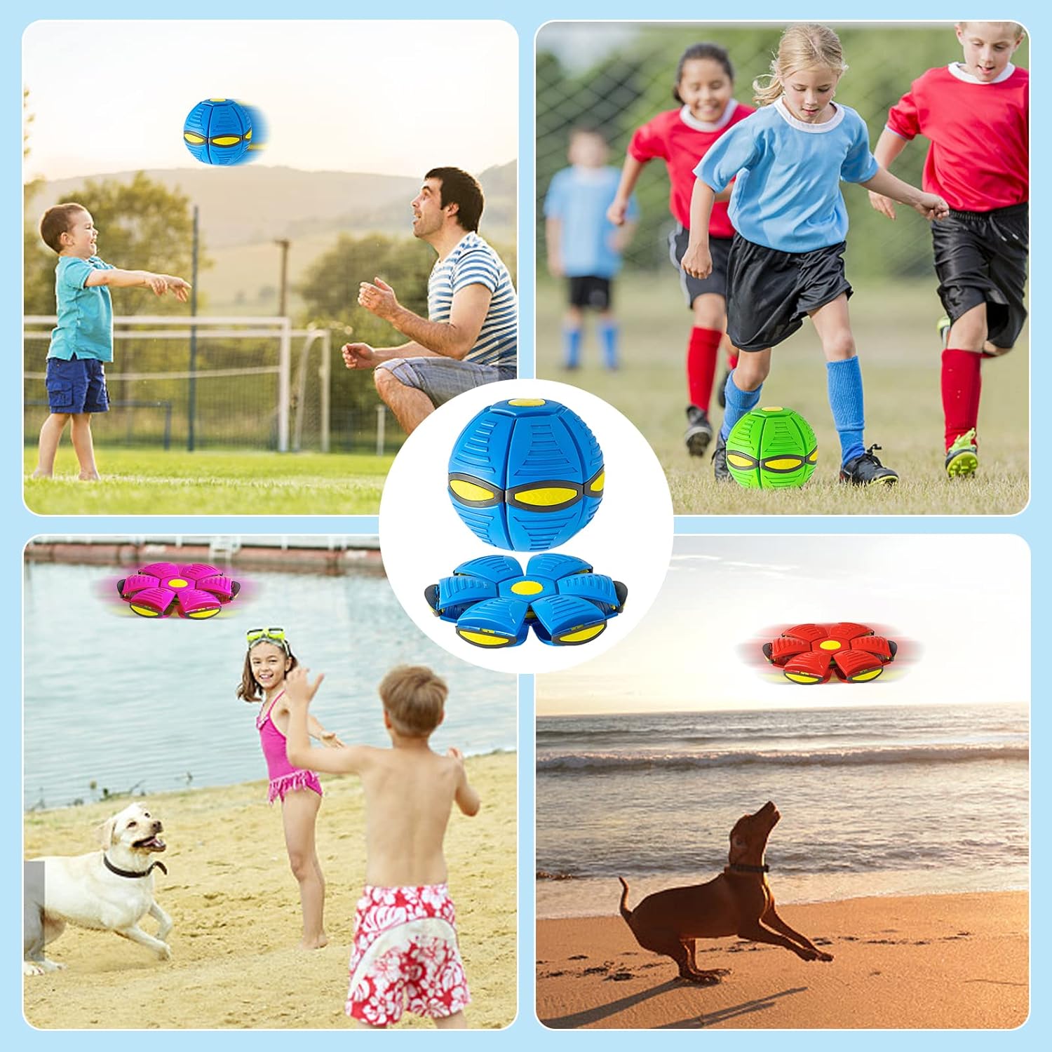 FlyMorph™ –  Magic UFO Flying Ball for Dogs & Kids | 2-in-1 Ball & Flying Saucer Toy (4-Pack)