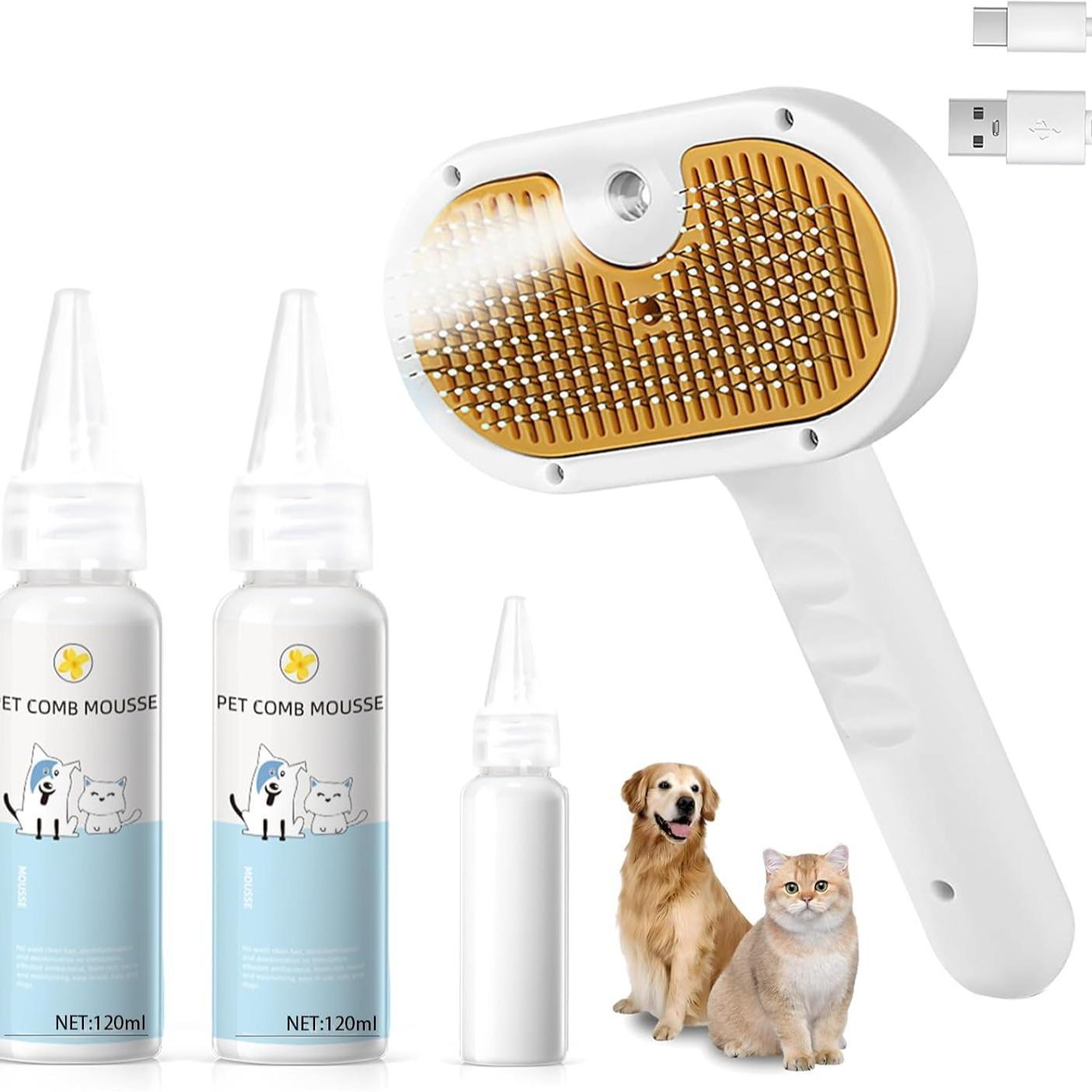 VelvetPaws™ SteamGroom 3-in-1 Pet Steam Brush