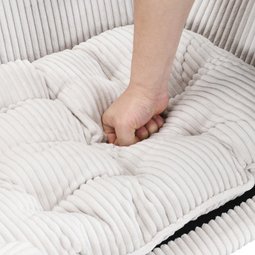 VelvetPaws™ Elevated Corduroy Pet Bed – Dog Couch with Rubber Wood Legs (Beige)