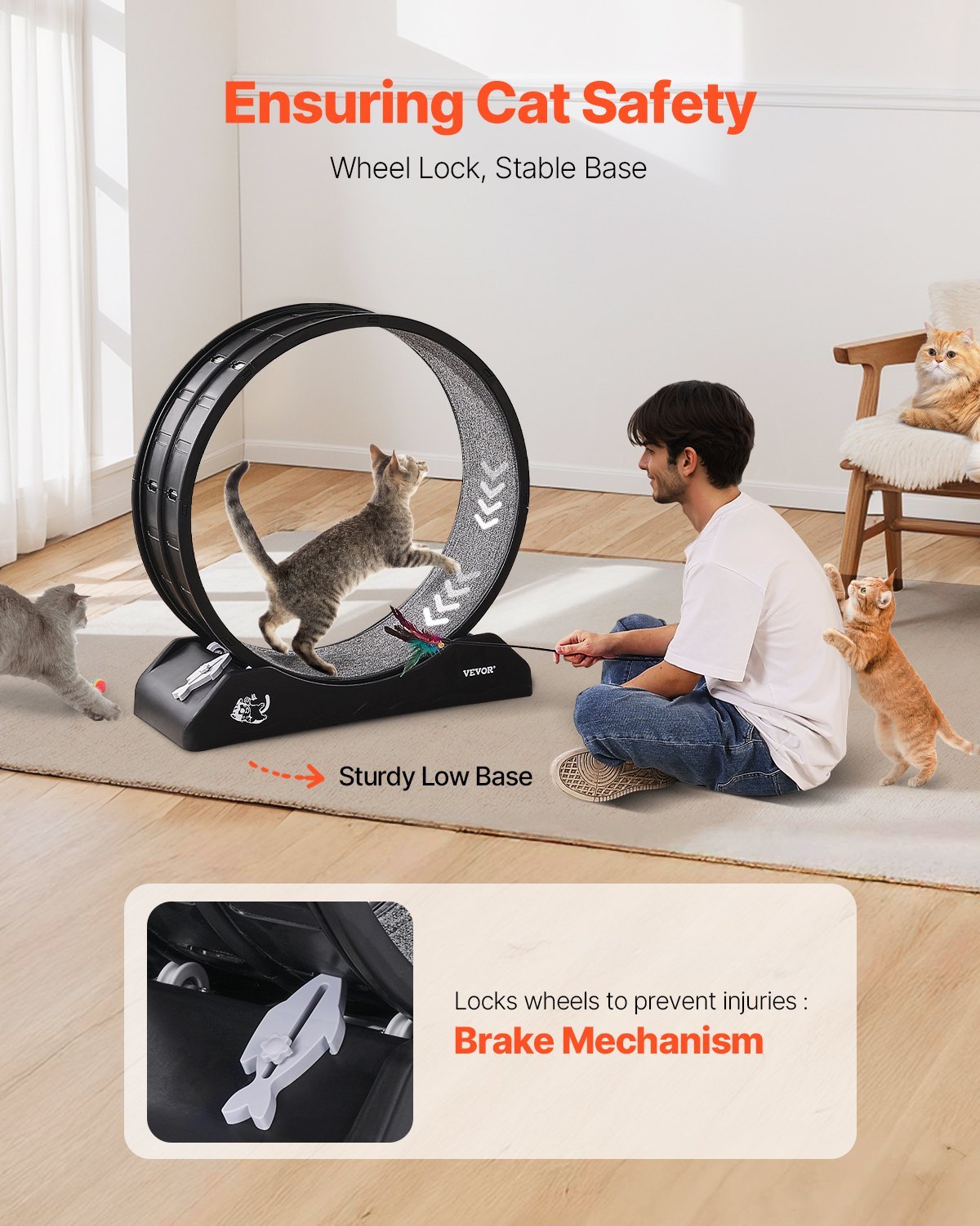 VelvetPaws™ Compact Indoor Cat Exercise Wheel – Quiet Running Treadmill for Small Cats (31.5") | Safe & Stable Fitness Wheel