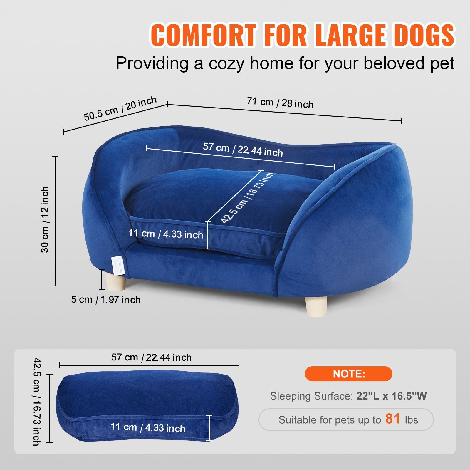 VelvetPaws™ Deluxe Pet Sofa Bed for Dogs & Cats – Soft Velvet Comfort, Washable Cover
