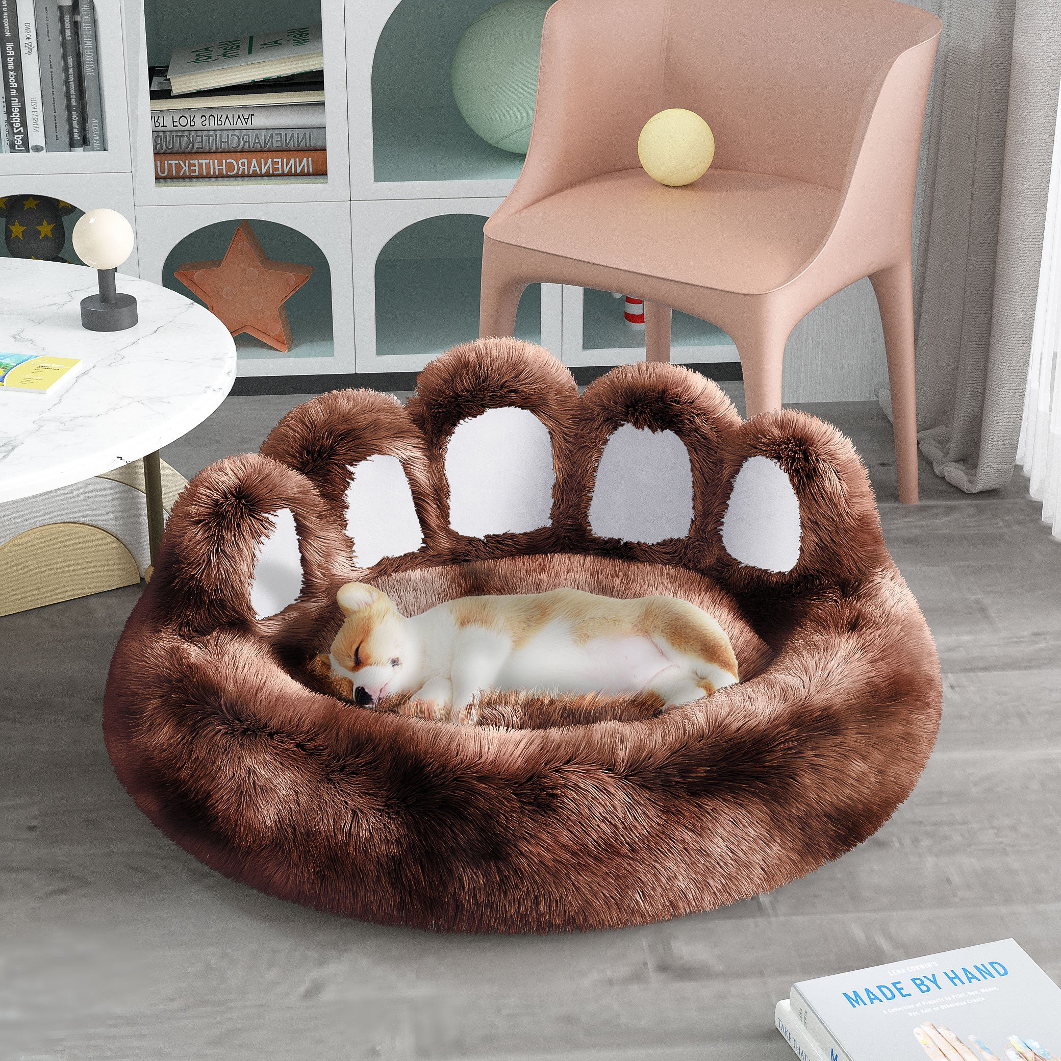 VelvetPaws™ Bear Paw Plush Bed – Cozy Decorative Pet Nest