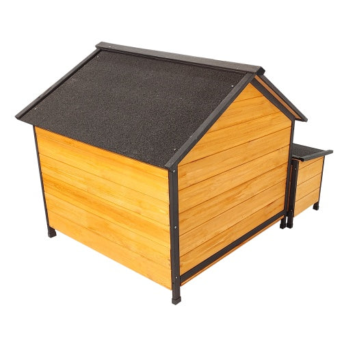 VelvetPaws™ Modular Wooden Dog House with Feeding Station & Toy Storage – Multi-Dog Outdoor Shelter