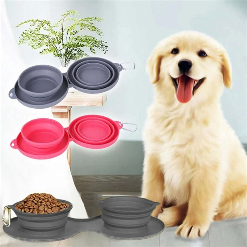 VelvetPaws™ FoldEase™ Double Collapsible Pet Bowl Set