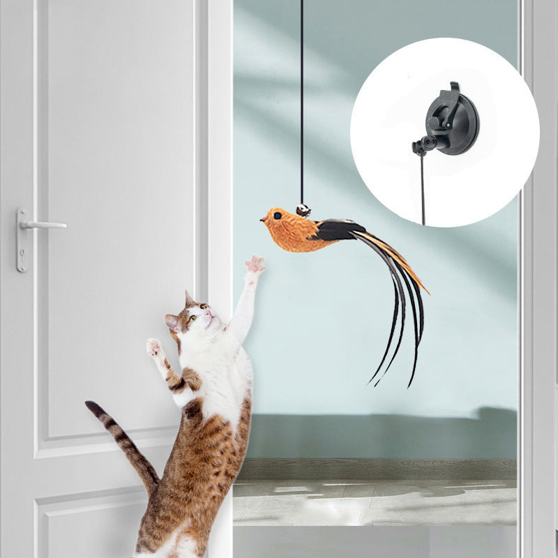 Swing’n’Paw™ Hanging Cat Teaser Toy – Plush Bird with Suction Cup for Cats