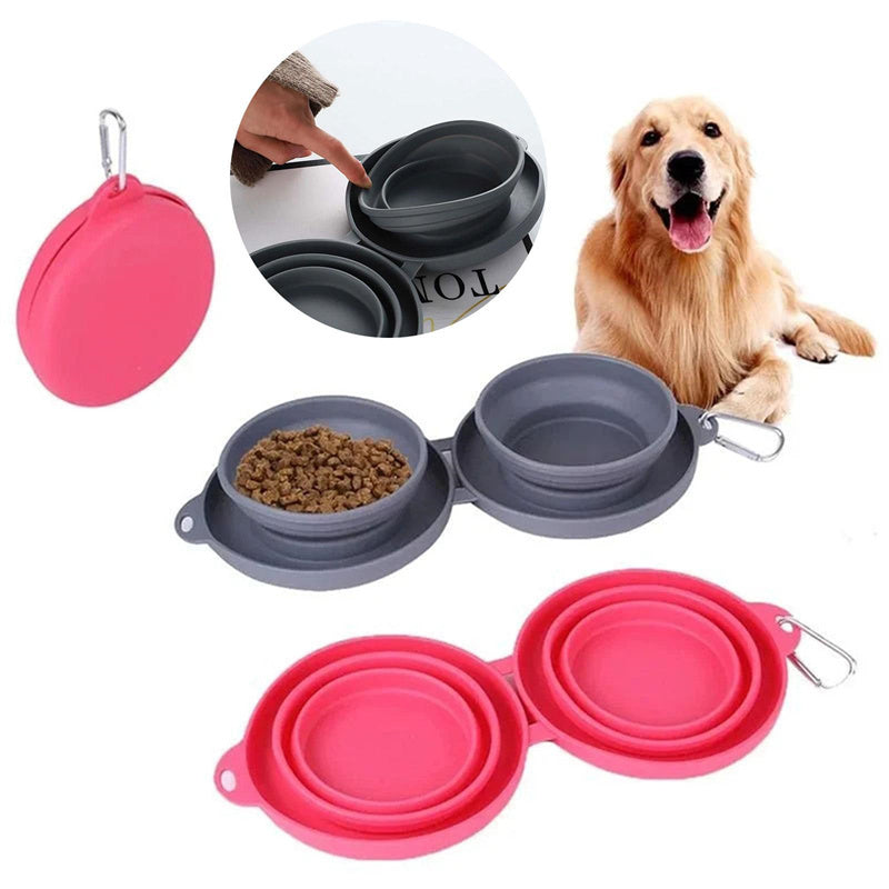 VelvetPaws™ FoldEase™ Double Collapsible Pet Bowl Set