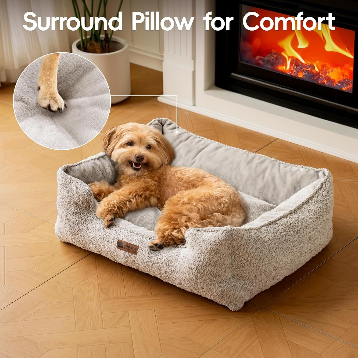 VelvetPaws™ Medium Orthopedic Dog Bed – Washable Rectangle Bed with Warming & Calming Comfort | Waterproof & Anti-Slip Design