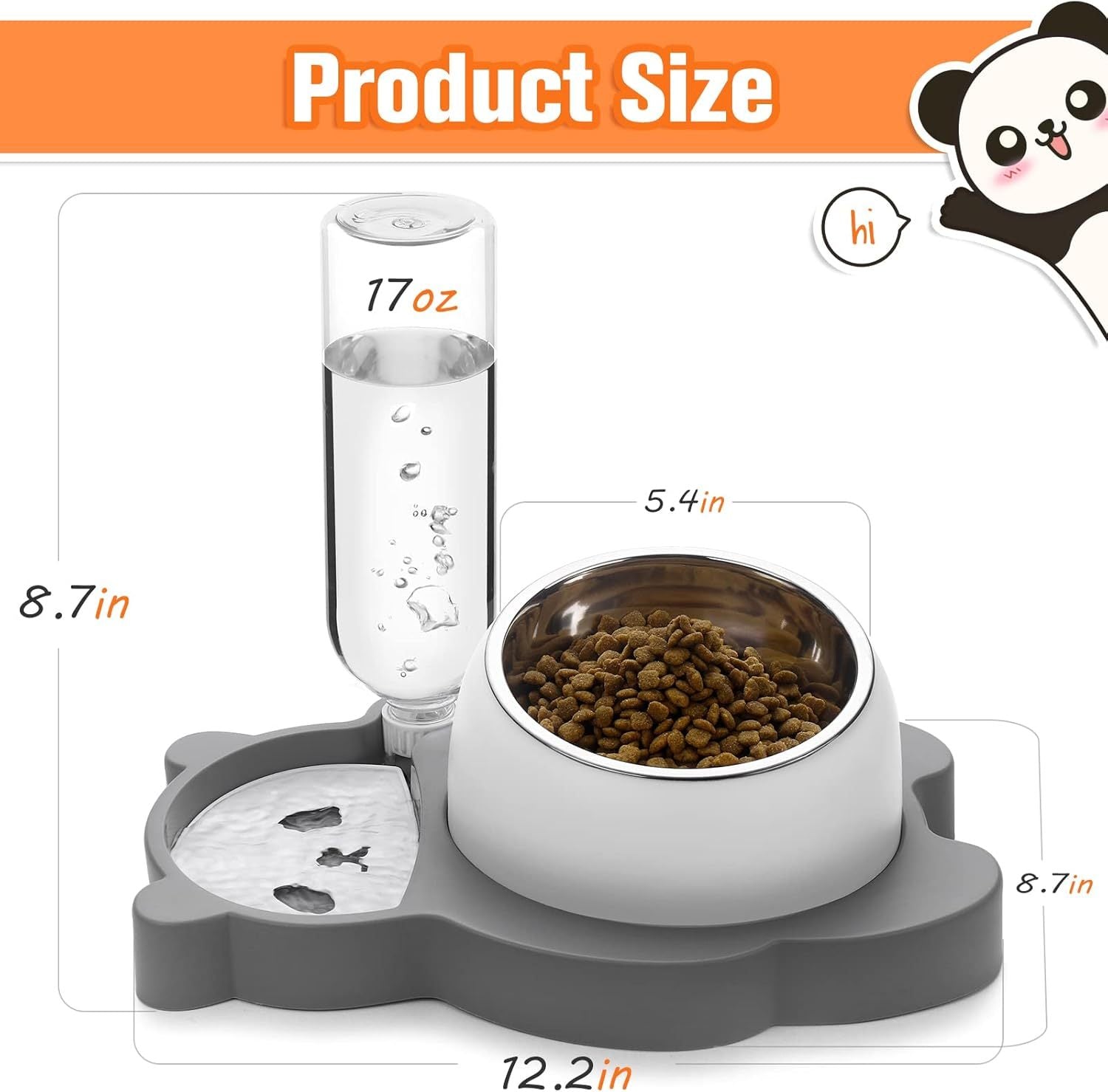 VelvetPaws™ PandaRise™ Elevated Cat & Dog Feeder with Automatic Water Dispenser