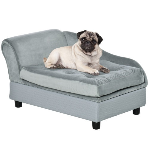 VelvetPaws™ Luxury Small Dog Sofa with Hidden Storage – Modern 3-Inch Foam Pet Couch (Gray)