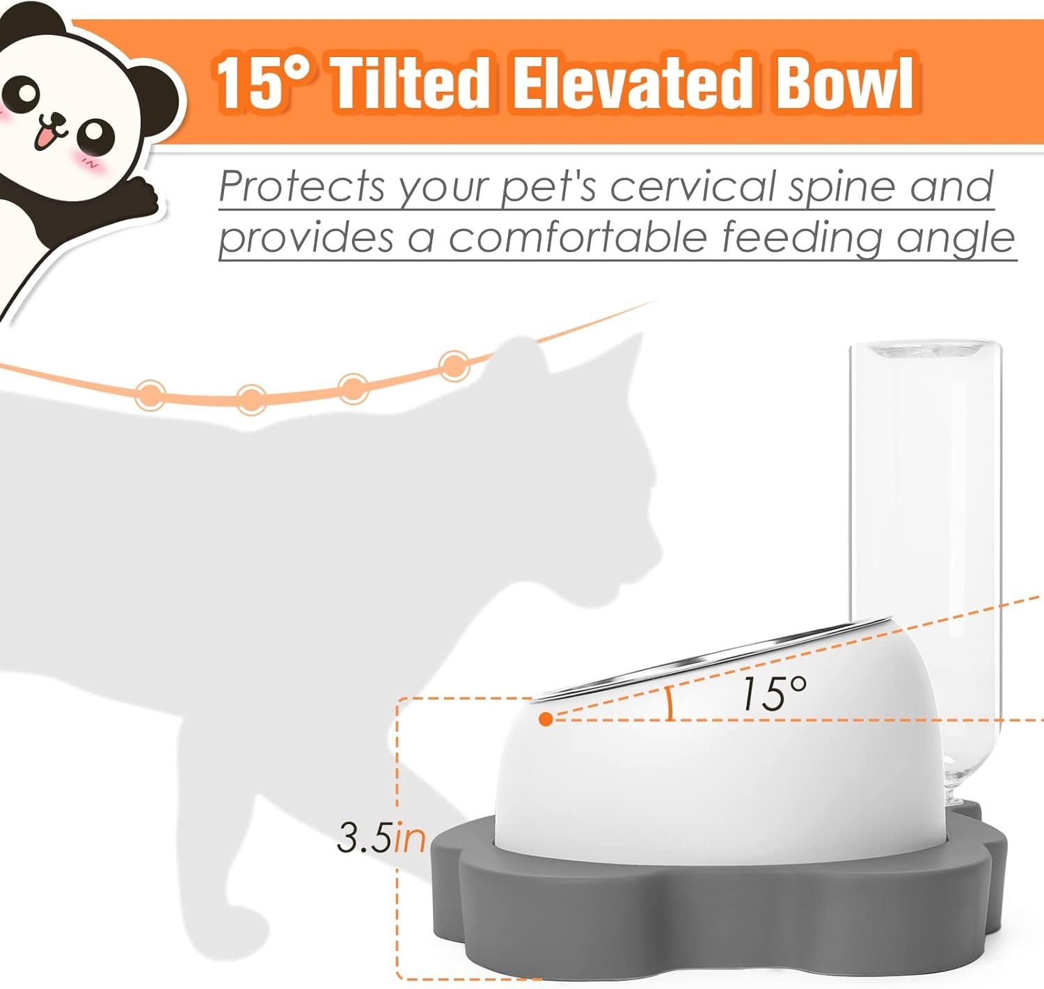 VelvetPaws™ PandaRise™ Elevated Cat & Dog Feeder with Automatic Water Dispenser