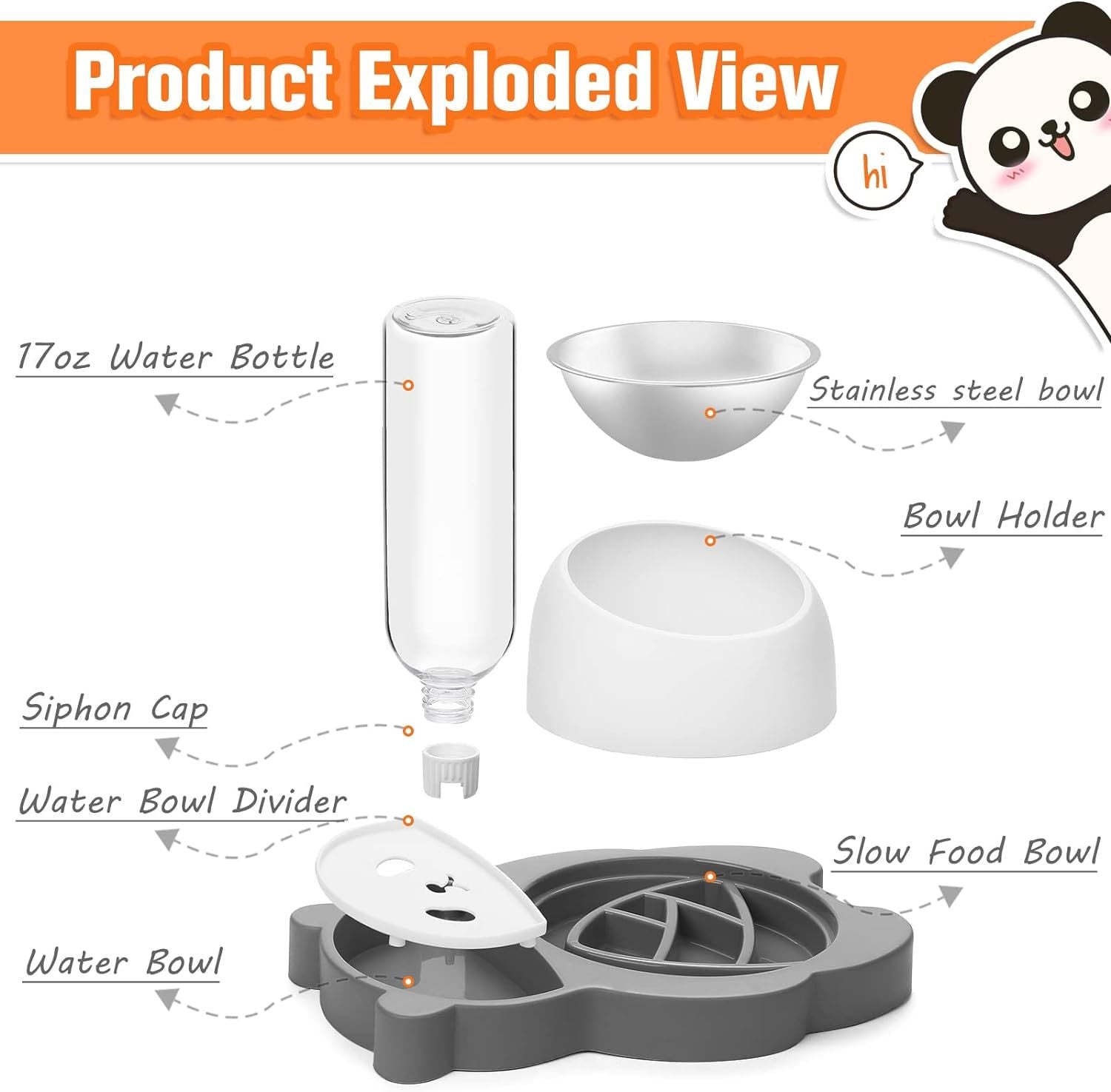 VelvetPaws™ PandaRise™ Elevated Cat & Dog Feeder with Automatic Water Dispenser