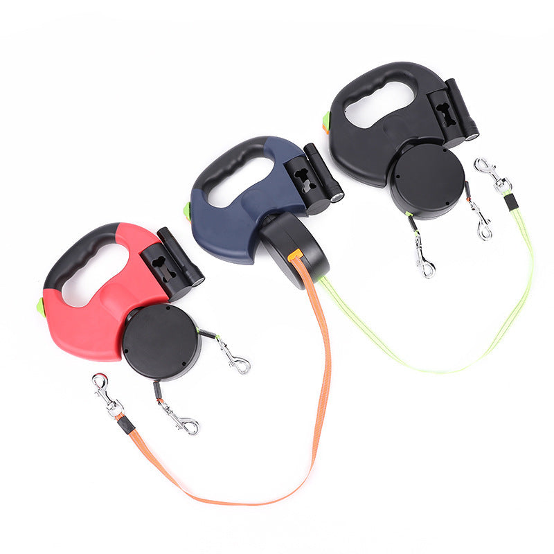 VelvetPaws™ DuoGlide™ 360° Retractable Dual Dog Leash with LED Light