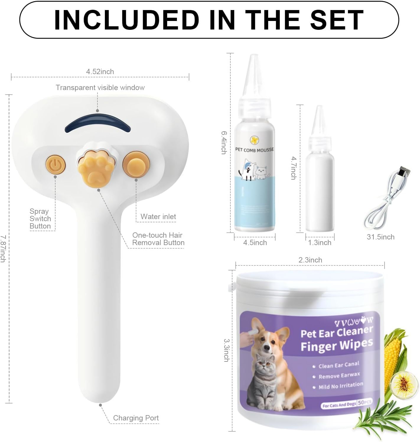 VelvetPaws™ SteamGroom 3-in-1 Pet Steam Brush