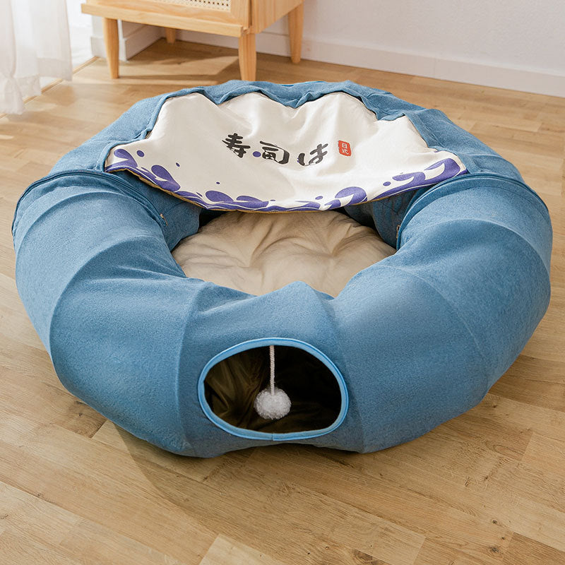 VelvetPaws™ Cat Tunnel Nest Bed – Removable & Washable Foldable Cat Tunnel Toy