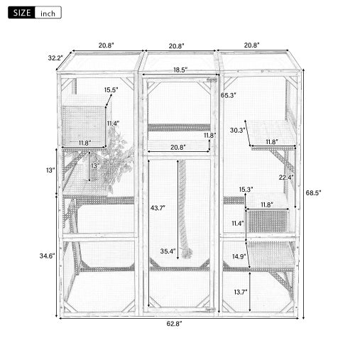 VelvetPaws™ Outdoor Cat Catio Enclosure with Double Doors, Condos & Platforms