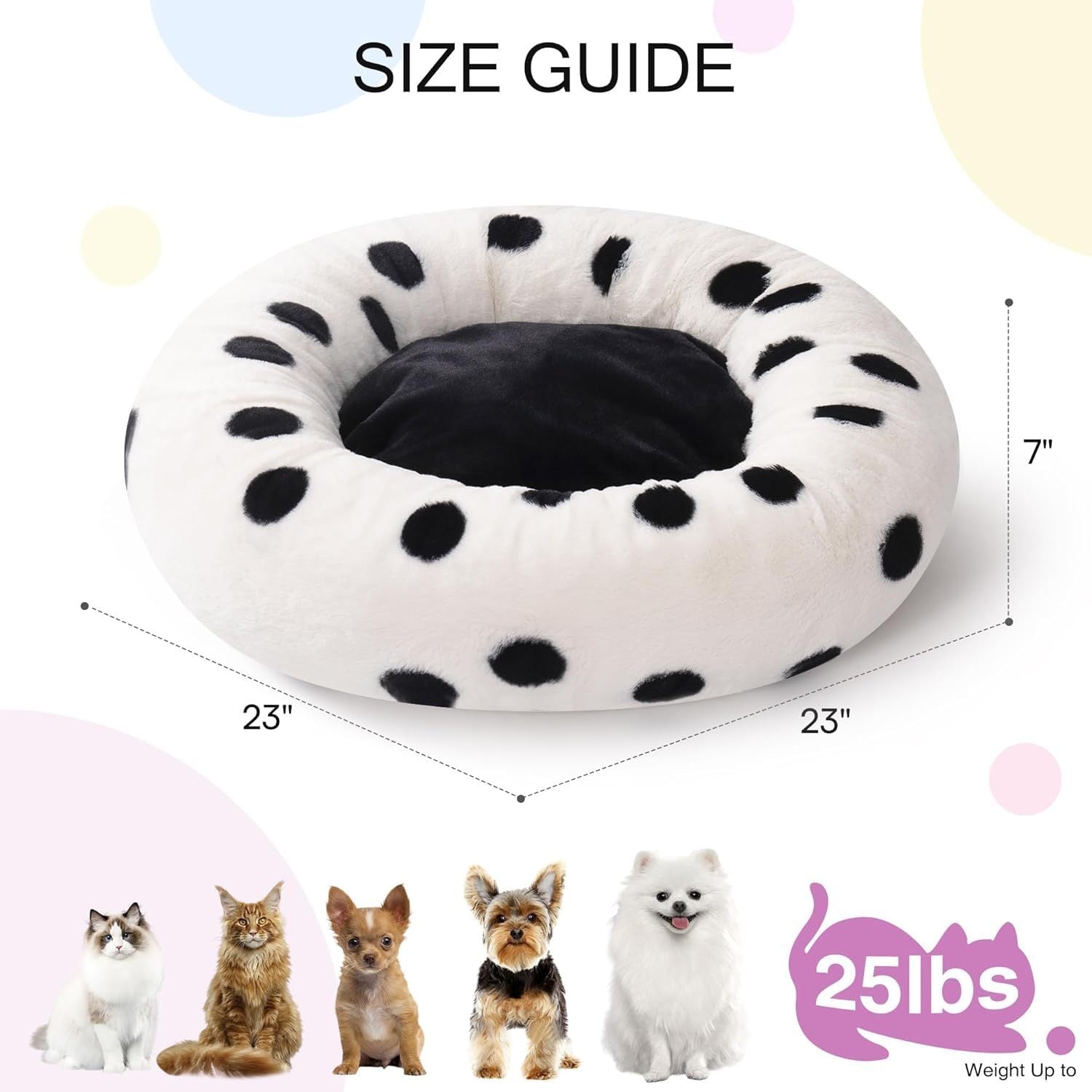 VelvetPaws™ Donut Cat Bed – 23” Plush Round Bed for Cats & Small Dogs | Washable, Fluffy, and Non-Slip